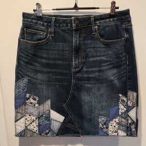 Anthropologie DRIFTWOOD Patchwork Denim Skirt 29